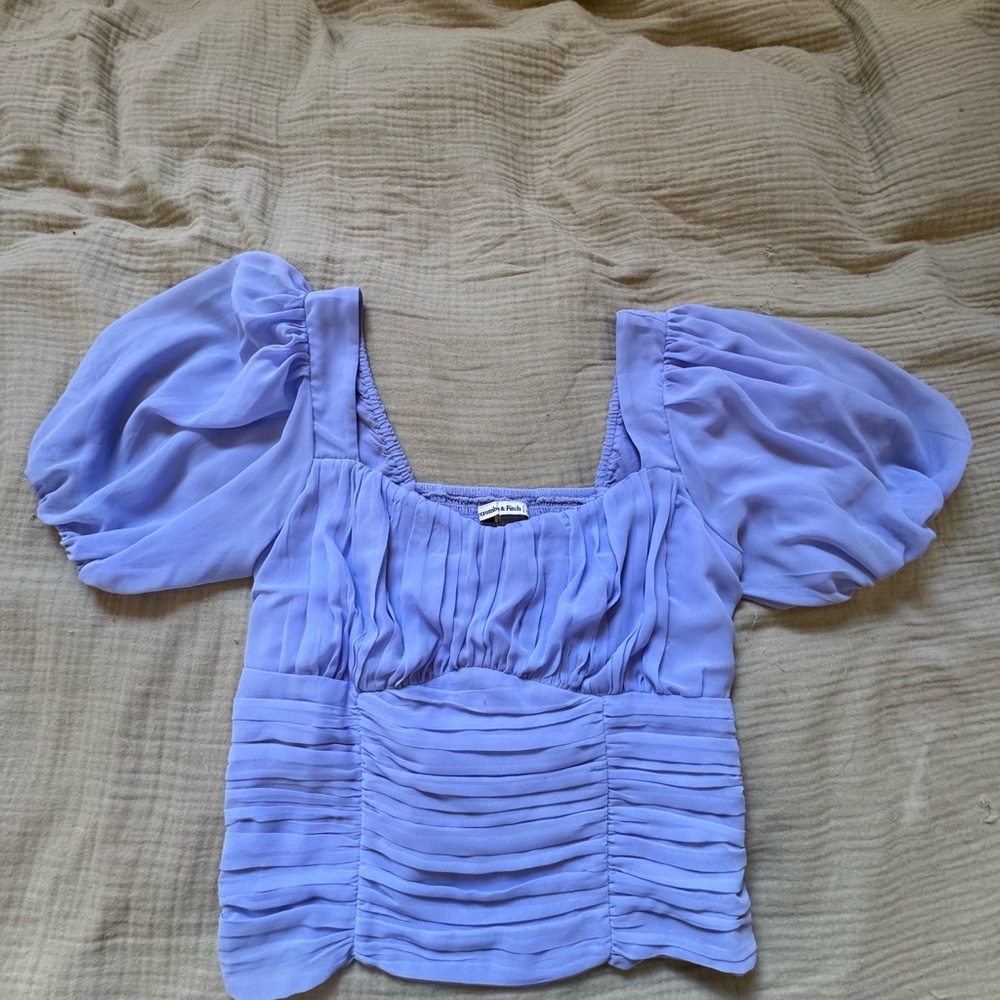 Abercrombie & Fitch Periwinkle Puff Sleeve Blouse